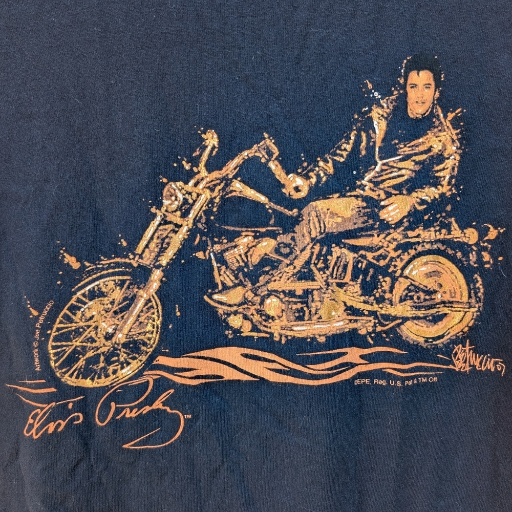 Elvis Presley Motorcycle T-shirt Adult Medium Black & Gold